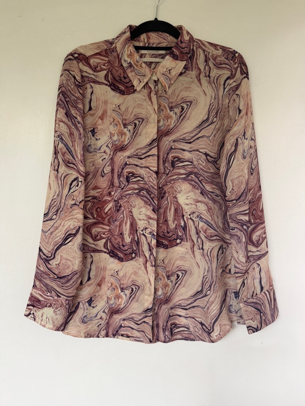 Scotch and Soda Starwatcher purple cream marble wavy print button up blouse top